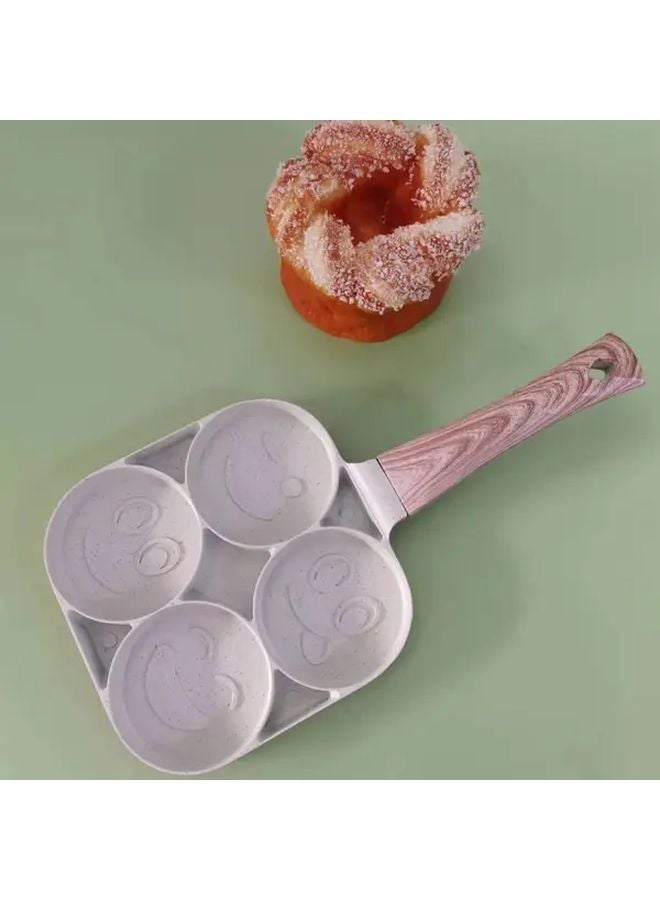 Beige Cartoon 4 Cup Non Stick Egg Frying Pan Aluminum Alloy Maifan Stone Skillet - Image 1